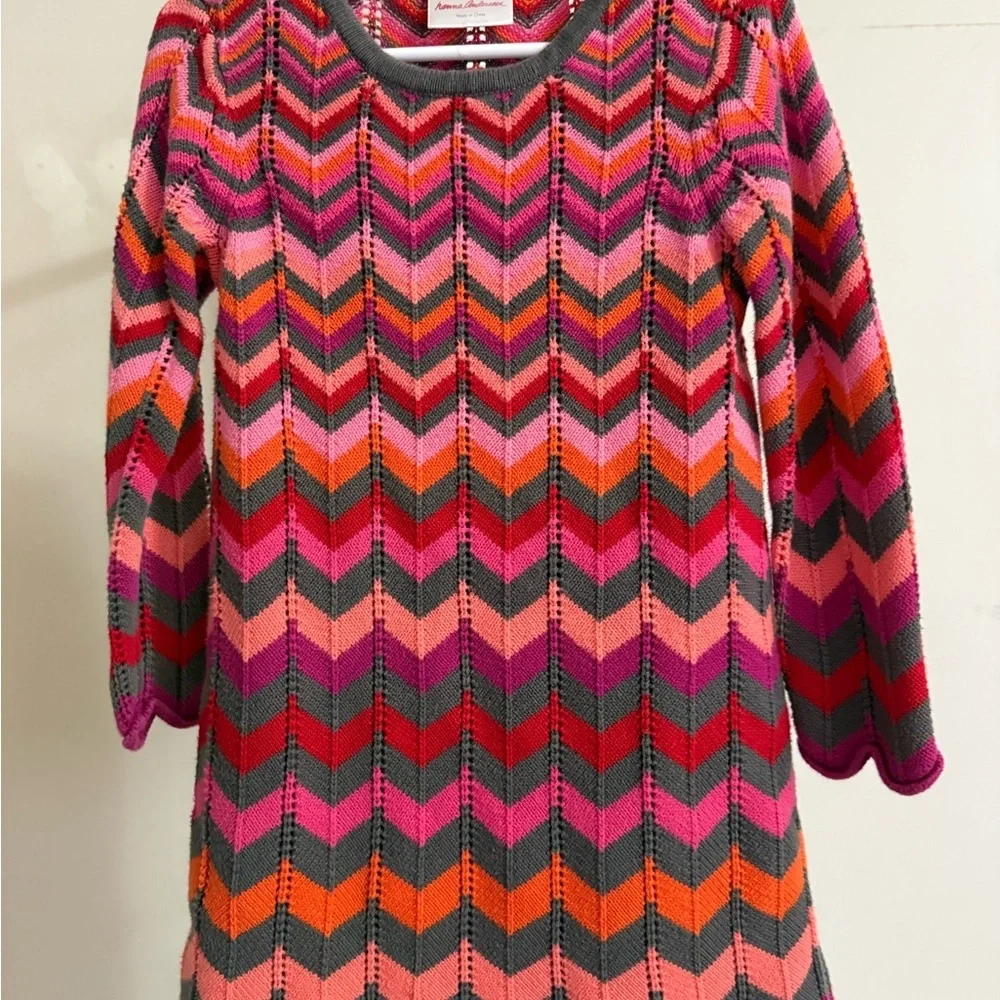 Hanna Andersson Flamestitch Chevron Sweater Dress